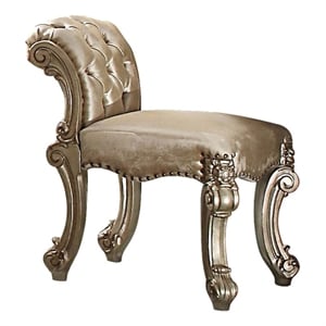 ACME Vendome Vanity Stool in Fabric in Gold Patina & Bone