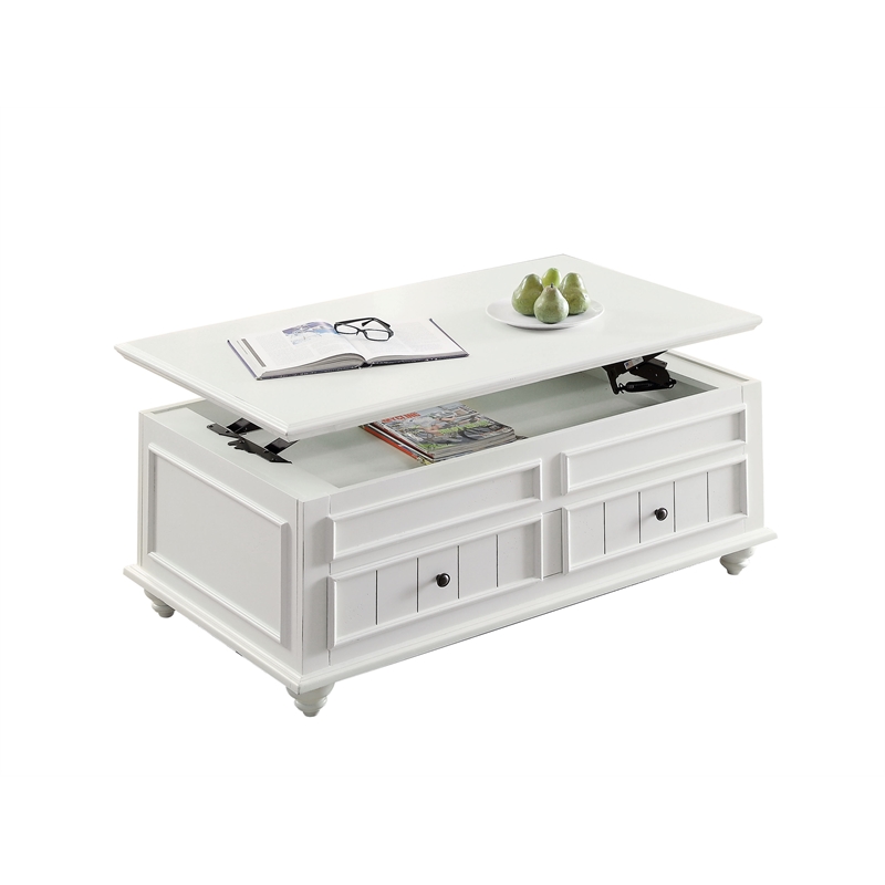 ACME Natesa Coffee Table w/Lift Top in White Washed