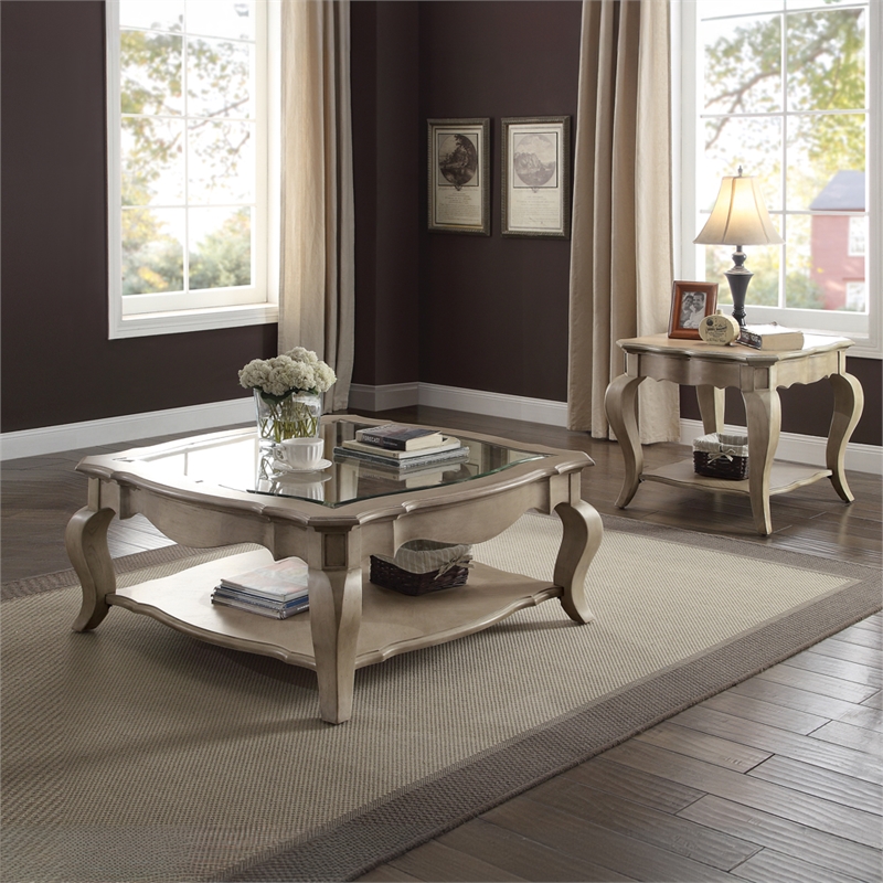 ACME Chelmsford End Table in Antique Taupe