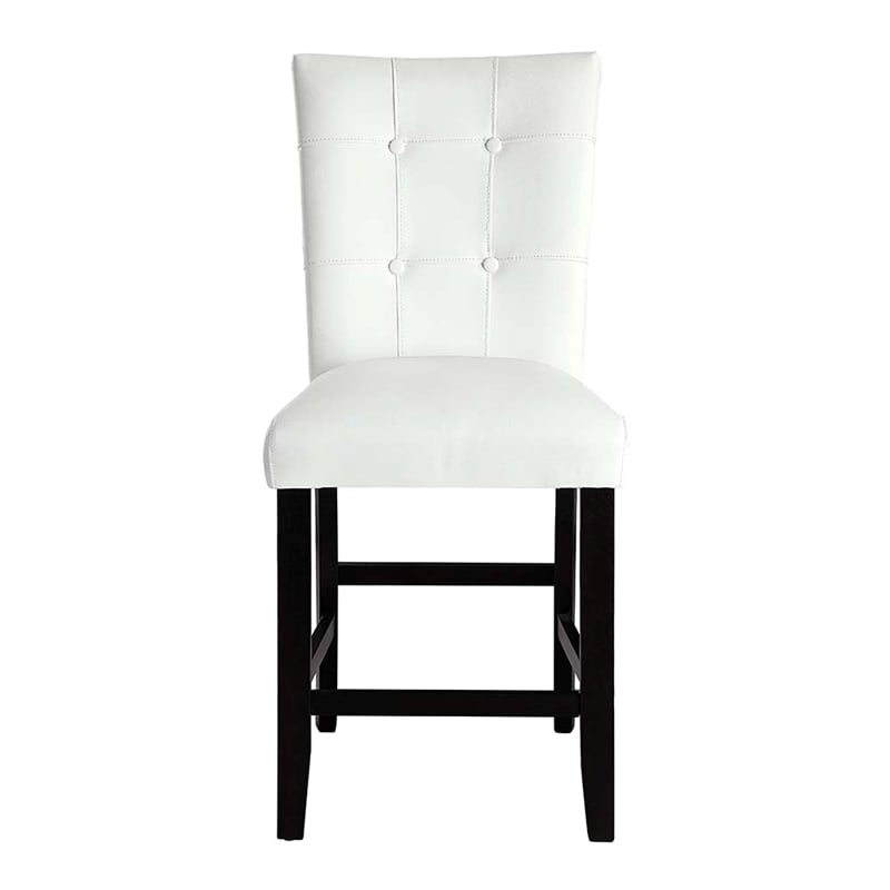 ACME Hussein Counter Height Chair (Set-2) in White Synthetic Leather & Black