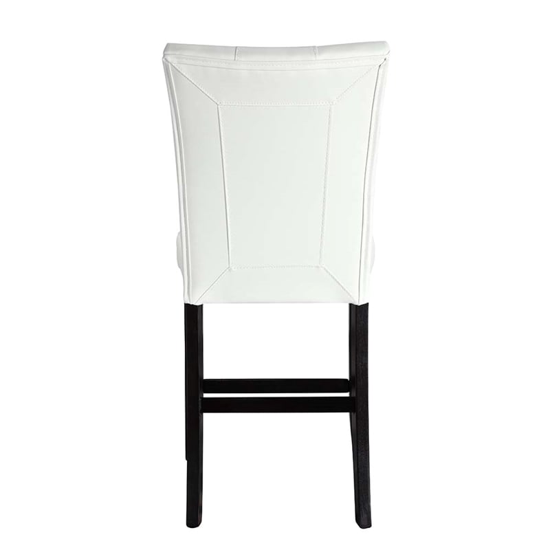 ACME Hussein Counter Height Chair (Set-2) in White Synthetic Leather & Black