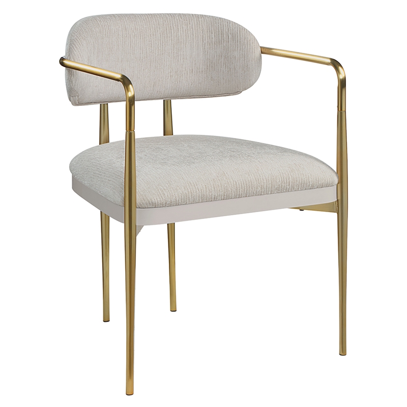 ACME Zayn Arm Chair (Set-2) in Beige Chenille & Gold