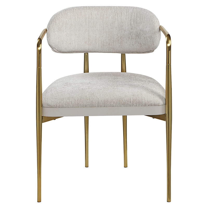 ACME Zayn Arm Chair (Set-2) in Beige Chenille & Gold