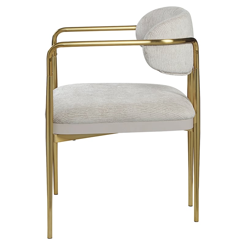ACME Zayn Arm Chair (Set-2) in Beige Chenille & Gold