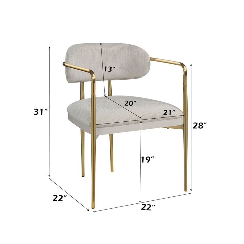 ACME Zayn Arm Chair (Set-2) in Beige Chenille & Gold