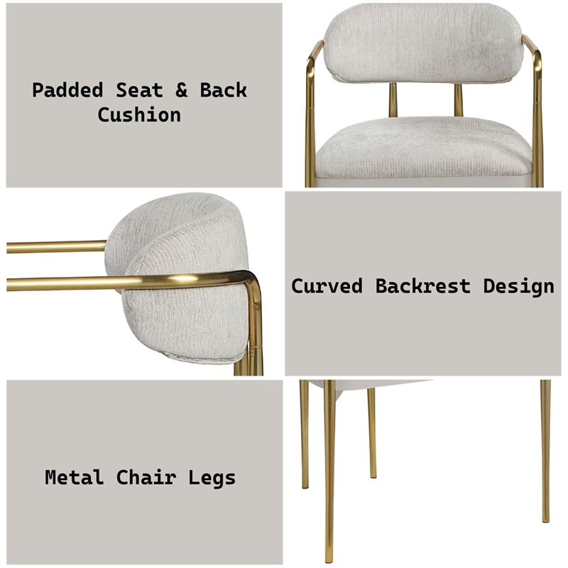 ACME Zayn Arm Chair (Set-2) in Beige Chenille & Gold