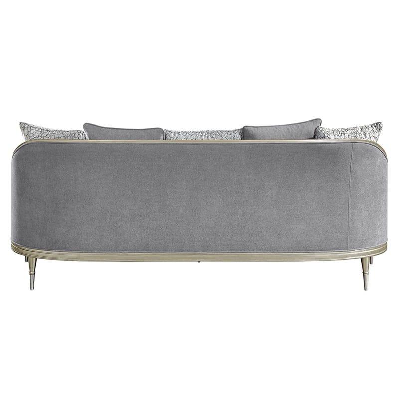 ACME Fernando Sofa w/5 Pillows in Gray Chenille & Champagne