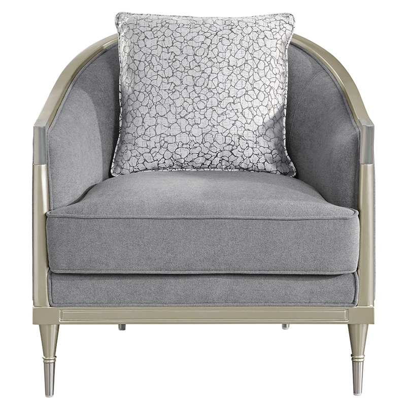 ACME Fernando Chair w/Pillow in Gray Chenille & Champagne