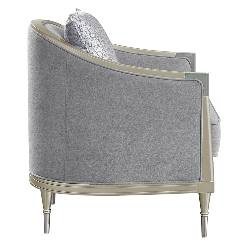 ACME Fernando Chair w/Pillow in Gray Chenille & Champagne