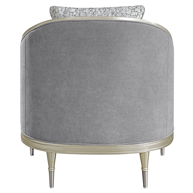 ACME Fernando Chair w/Pillow in Gray Chenille & Champagne