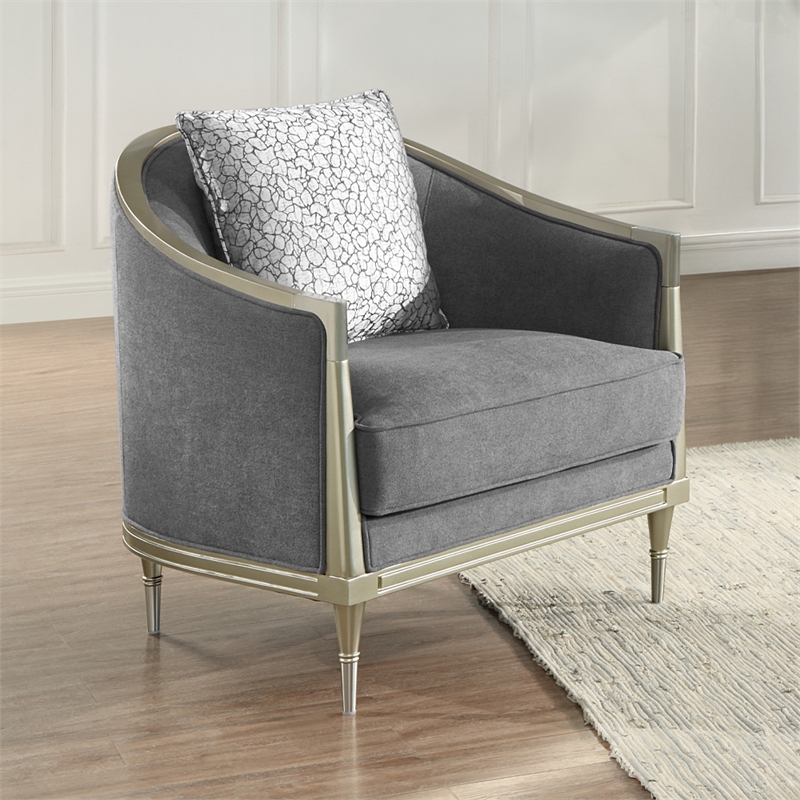 ACME Fernando Chair w/Pillow in Gray Chenille & Champagne