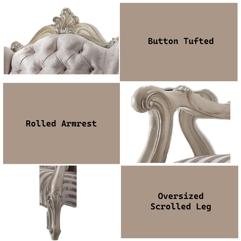 ACME Versailles Chair w/Pillow in Ivory Fabric & Bone White