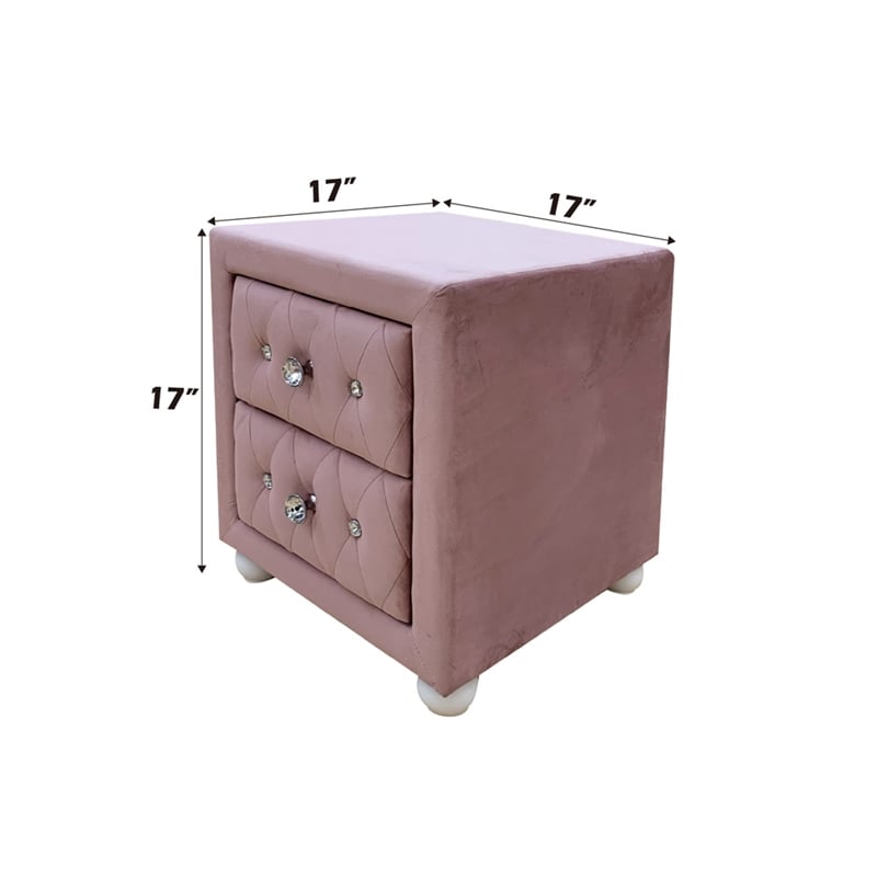 ACME Reggie Nightstand in Pink Fabric
