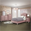 ACME Reggie Nightstand in Pink Fabric