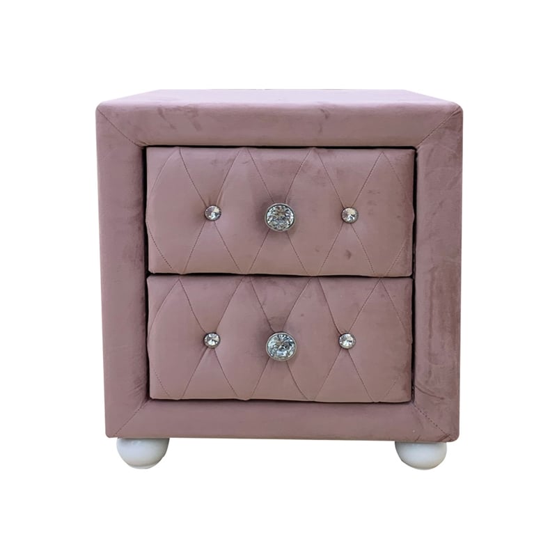 ACME Reggie Nightstand in Pink Fabric