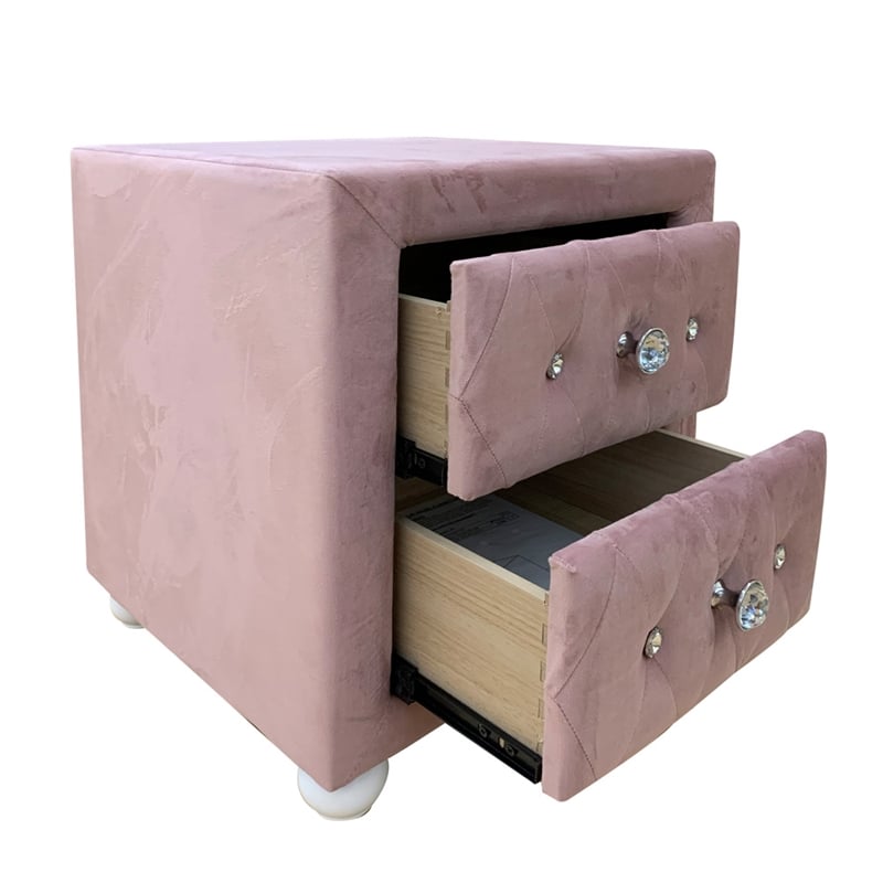 ACME Reggie Nightstand in Pink Fabric