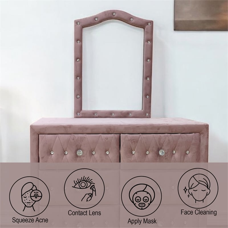 ACME Reggie Mirror in Pink Fabric