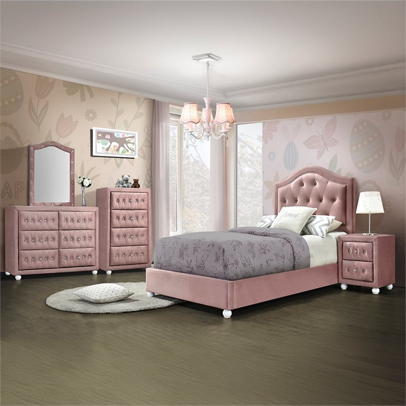 ACME Reggie Mirror in Pink Fabric