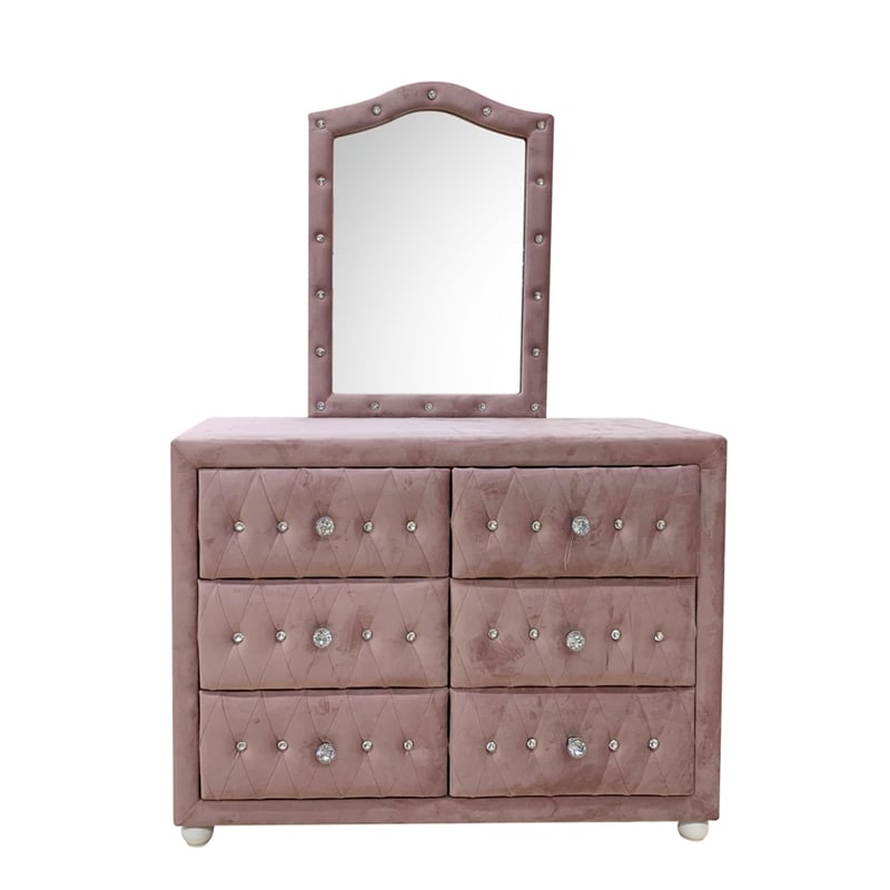 ACME Reggie Mirror in Pink Fabric
