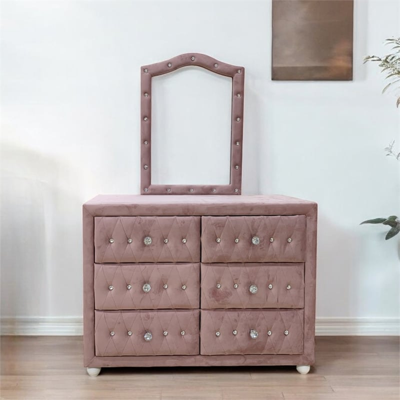 ACME Reggie Mirror in Pink Fabric
