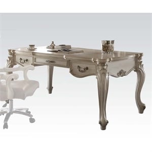 ACME Versailles Wood and Poly Resin Executive Writing Desk in Bone White