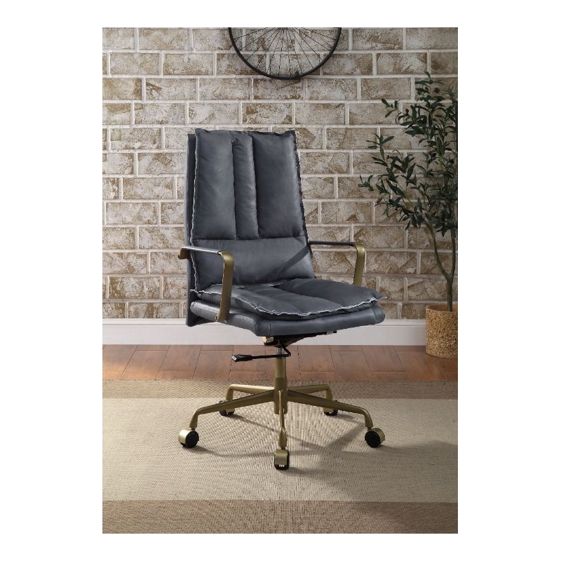 ACME Tinzud Swivel Office Chair in Gray Leather