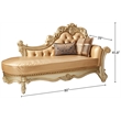 ACME Vendome Chaise w/2 Pillows in Bone Synthetic Leather & Gold Patina