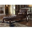 ACME Dresden Chaise w/Pillow in Synthetic Leather & Cherry Oak