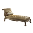 ACME Dresden Chaise w/Pillow in Bone Synthetic Leather & Gold Patina