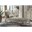ACME Versailles Chaise w/Pillow in Vintage Gray Synthetic Leather & Bone White