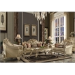 ACME Vendome II Loveseat w/3 Pillows in Bone Synthetic Leather & Gold Patina