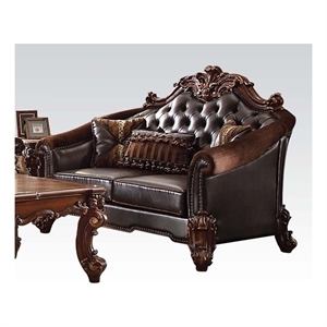 ACME Vendome II Loveseat w/3 Pillows in Two Tone Dark Brown Synthetic & Cherry