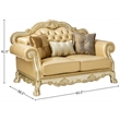 ACME Dresden Loveseat w/3 Pillows in Bone Synthetic Leather & Gold Patina