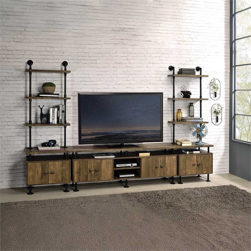 ACME Ensata II TV Stand in Rustic Oak  & Black