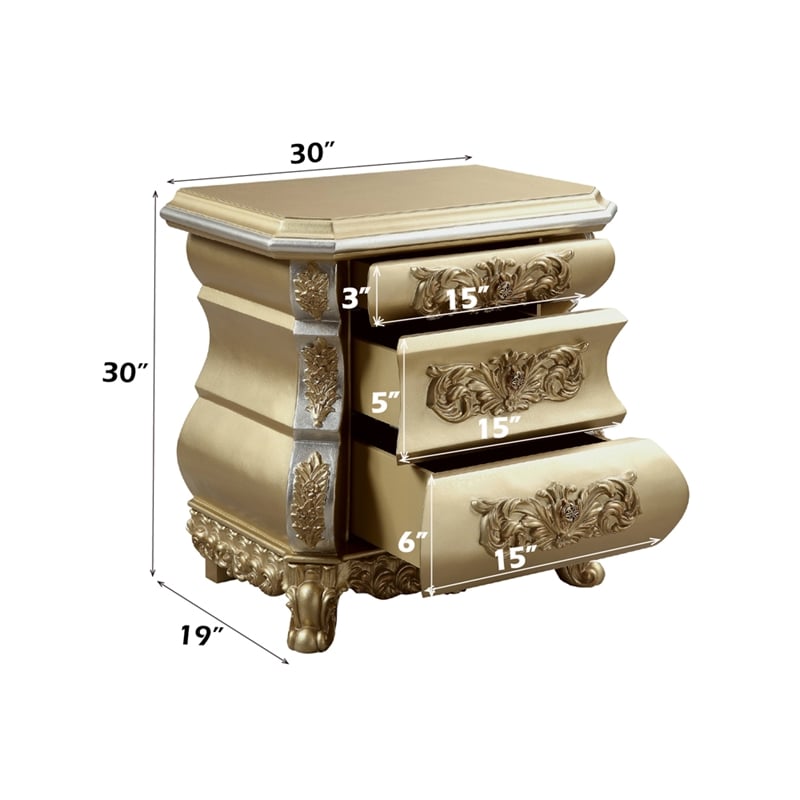 ACME Seville Nightstand in Gold
