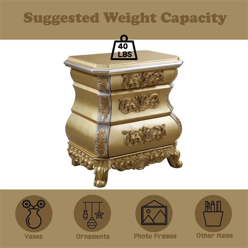 ACME Seville Nightstand in Gold