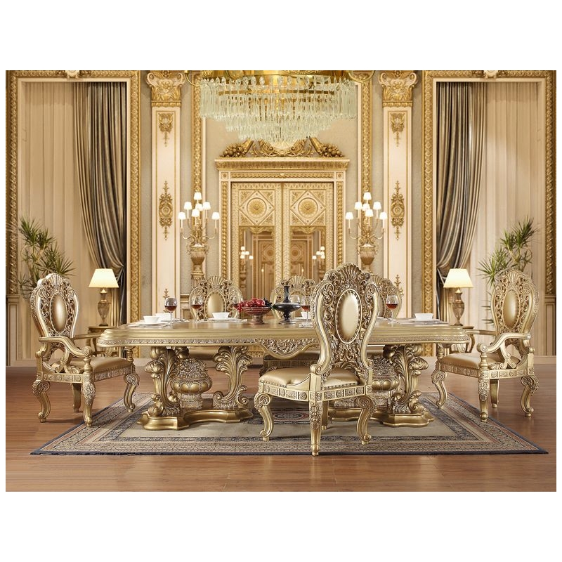 ACME Seville Arm Chair (Set-2) in Synthetic Leather & Gold