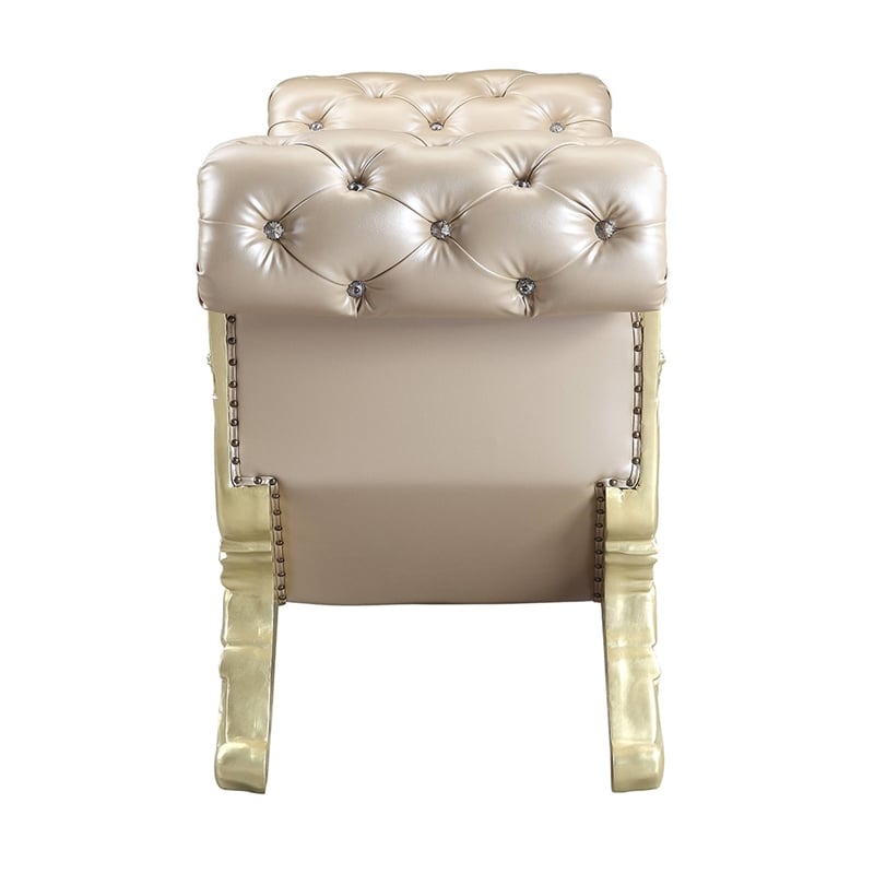 ACME Vatican Bench in Synthetic Leather in Light Gold & Champagne Silver