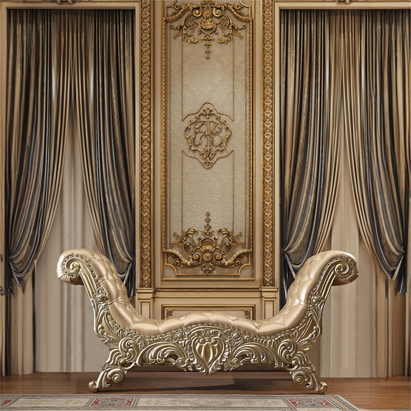 ACME Vatican Bench in Synthetic Leather in Light Gold & Champagne Silver