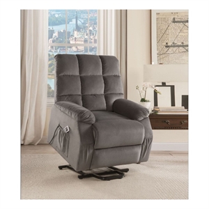 ACME Ipompea Recliner w/Power Lift & Massage in Gray Velvet