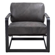 ACME Locnos Accent Chair in Gray Top Grain Leather & Black