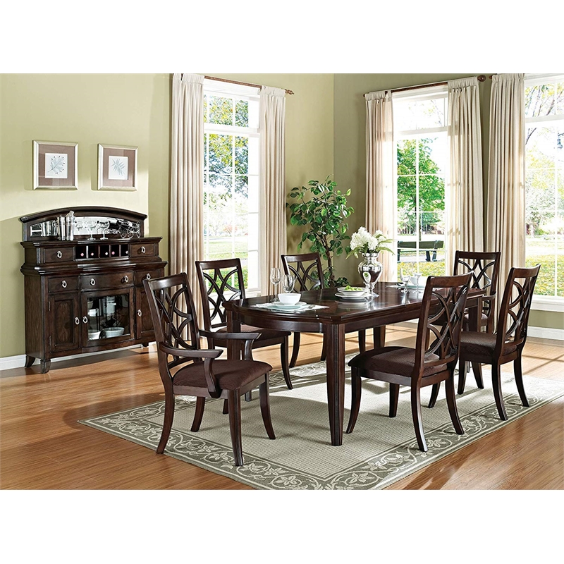ACME Keenan Side Chair (Set-2) in Brown Microfiber & Dark Walnut