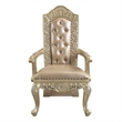ACME Vatican Arm Chair (Set-2) in Synthetic Leather & Champagne Silver