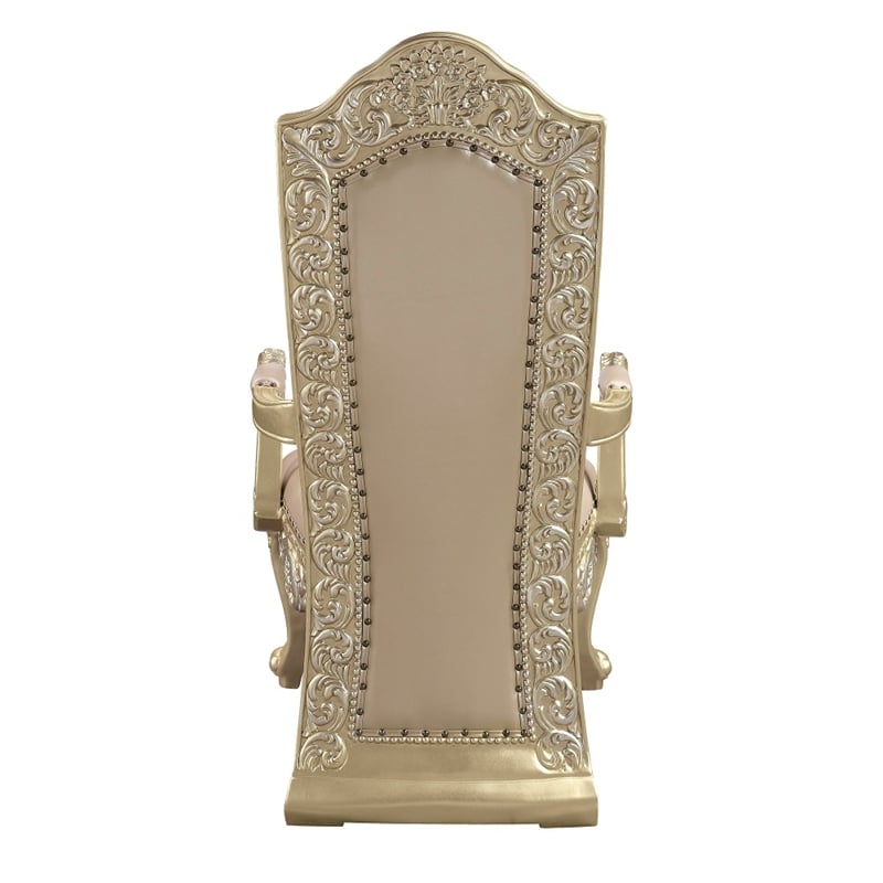 ACME Vatican Arm Chair (Set-2) in Synthetic Leather & Champagne Silver