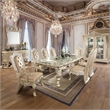 ACME Vatican Arm Chair (Set-2) in Synthetic Leather & Champagne Silver