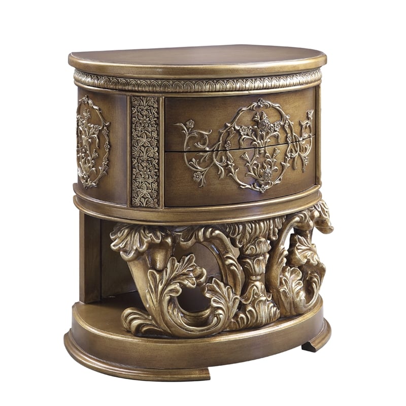 ACME Constantine Nightstand in Brown & Gold