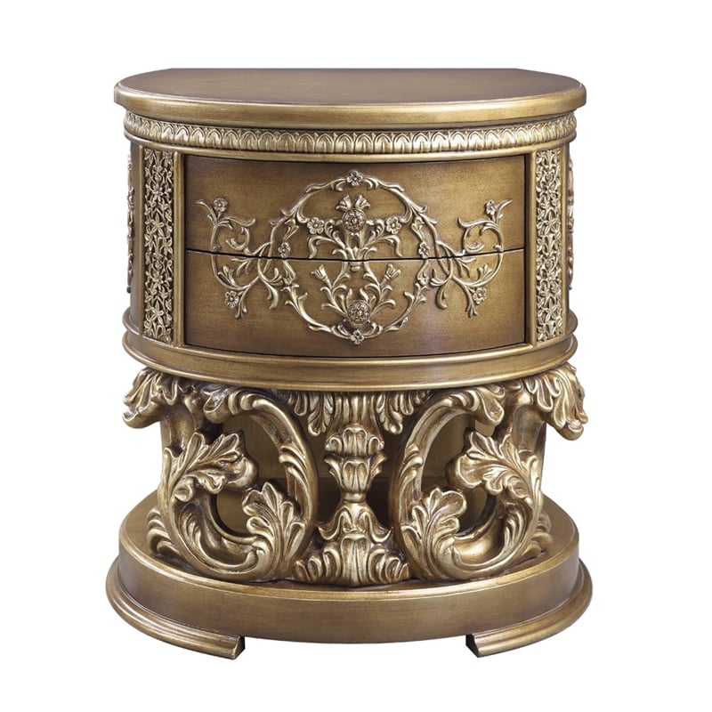 ACME Constantine Nightstand in Brown & Gold