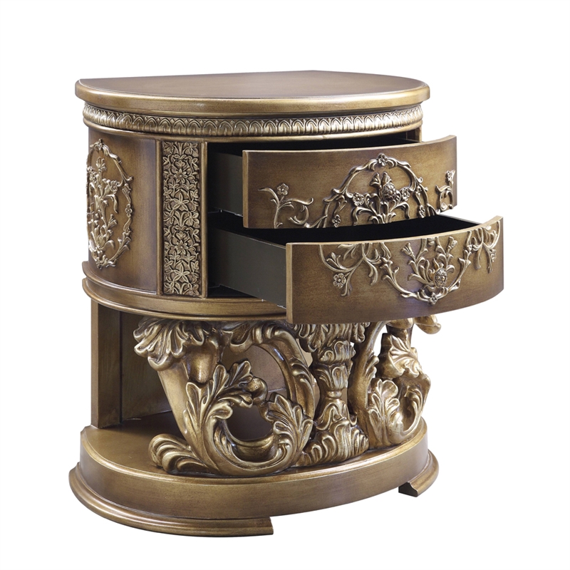 ACME Constantine Nightstand in Brown & Gold