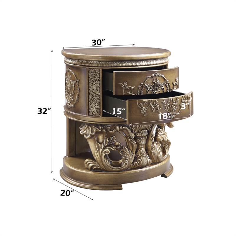 ACME Constantine Nightstand in Brown & Gold