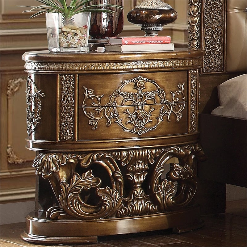ACME Constantine Nightstand in Brown & Gold